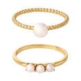 thumbnail image 1 of JS Jessica Simpson Women’s Gold Plated Sterling Silver Pearl 2 Piece Ring Set, 1 of 6