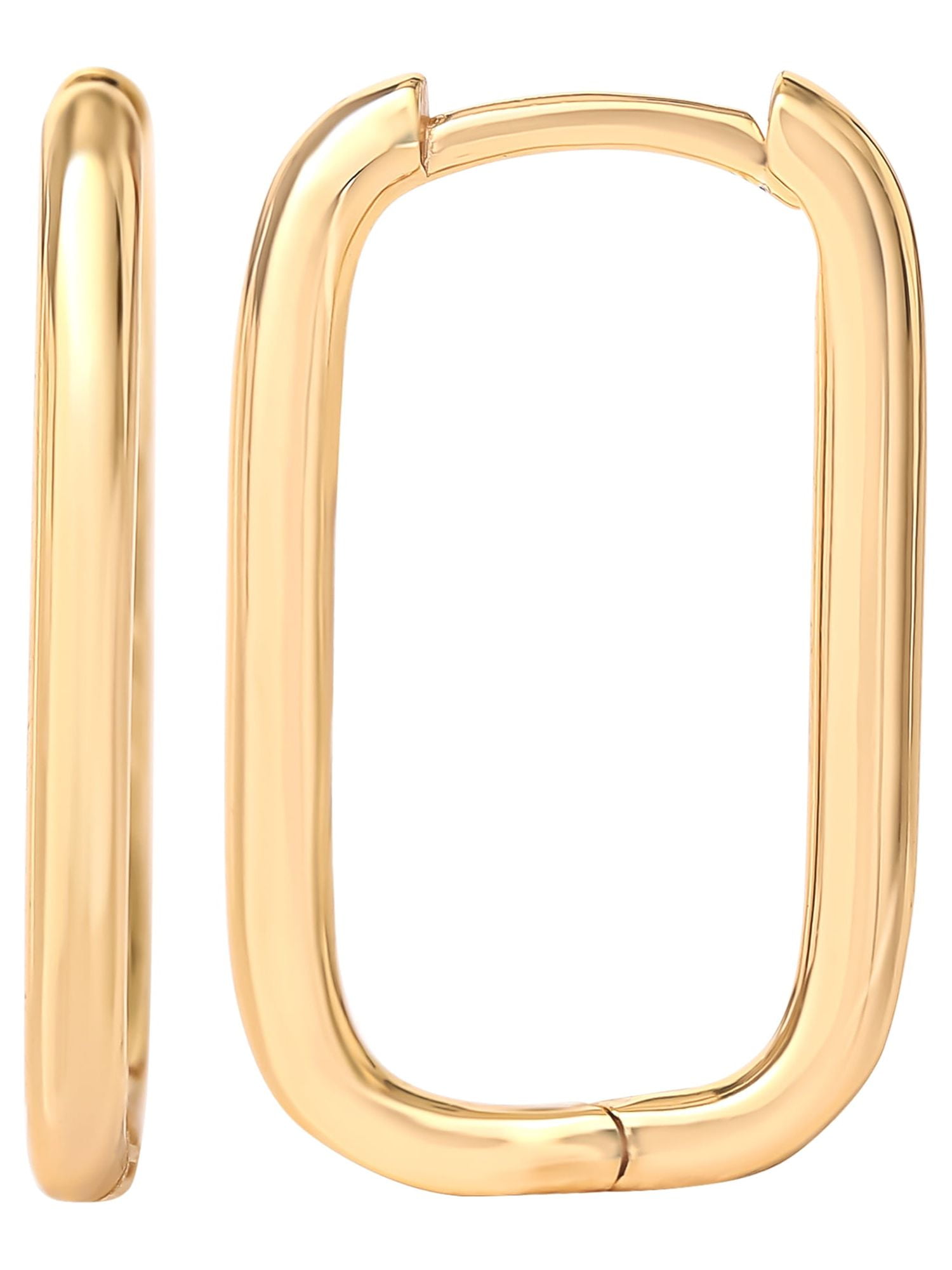 JS JESSICA SIMPSON Womens Gold Plated Sterling Silver Rectangular Hoop Earrings