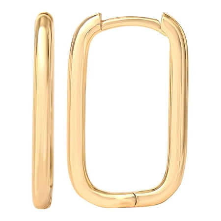 JS Jessica Simpson Women’s Gold Plated Sterling Silver Rectangular Hoop Earrings