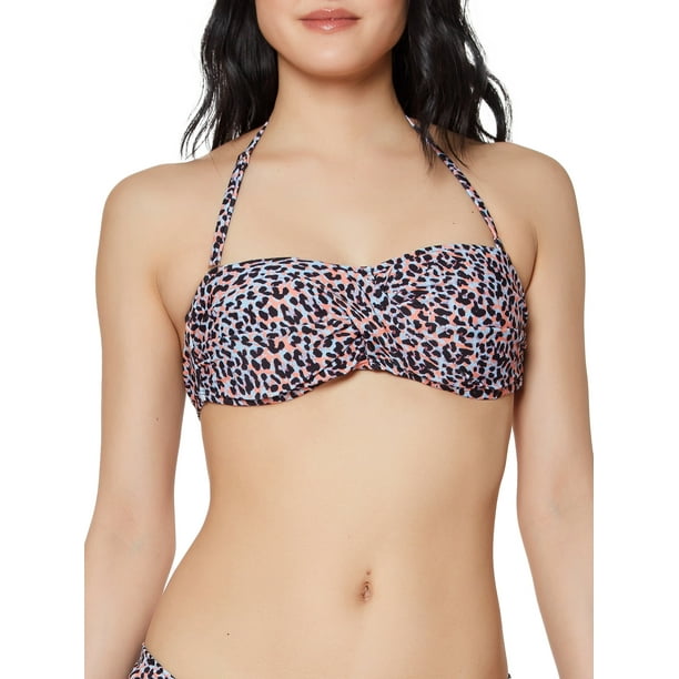 JS Jessica Simpson Women s Groovy Leopard Bandeau Swimsuit Top Walmart Business Supplies
