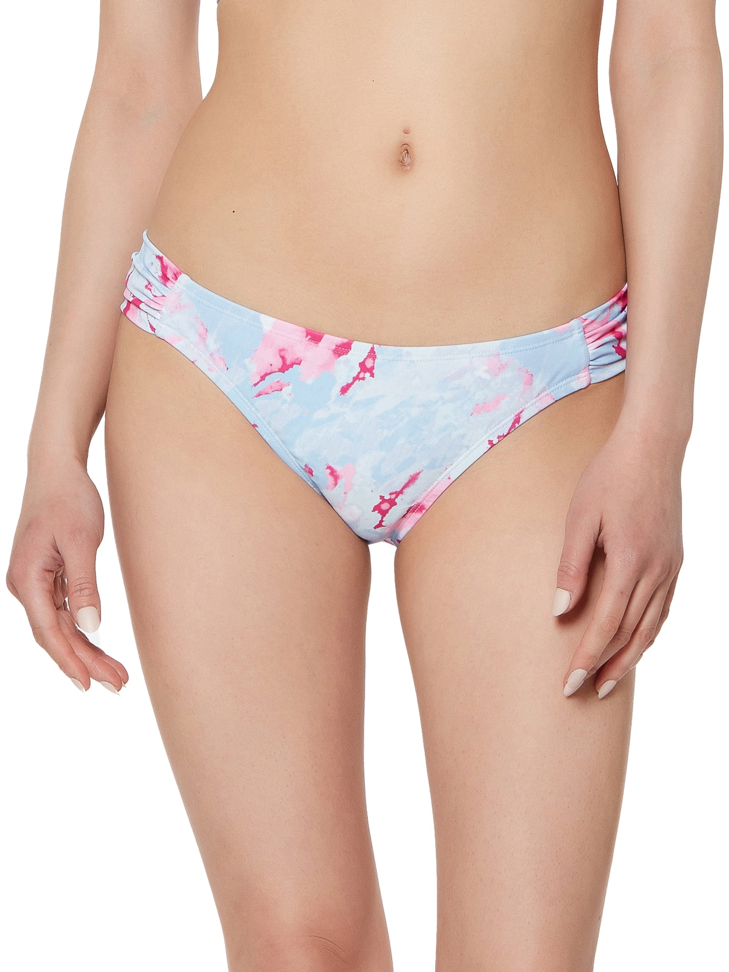 JS Jessica Simpson Women's Ocean Tie Dye Shirred Hipster Swimsuit Bottom