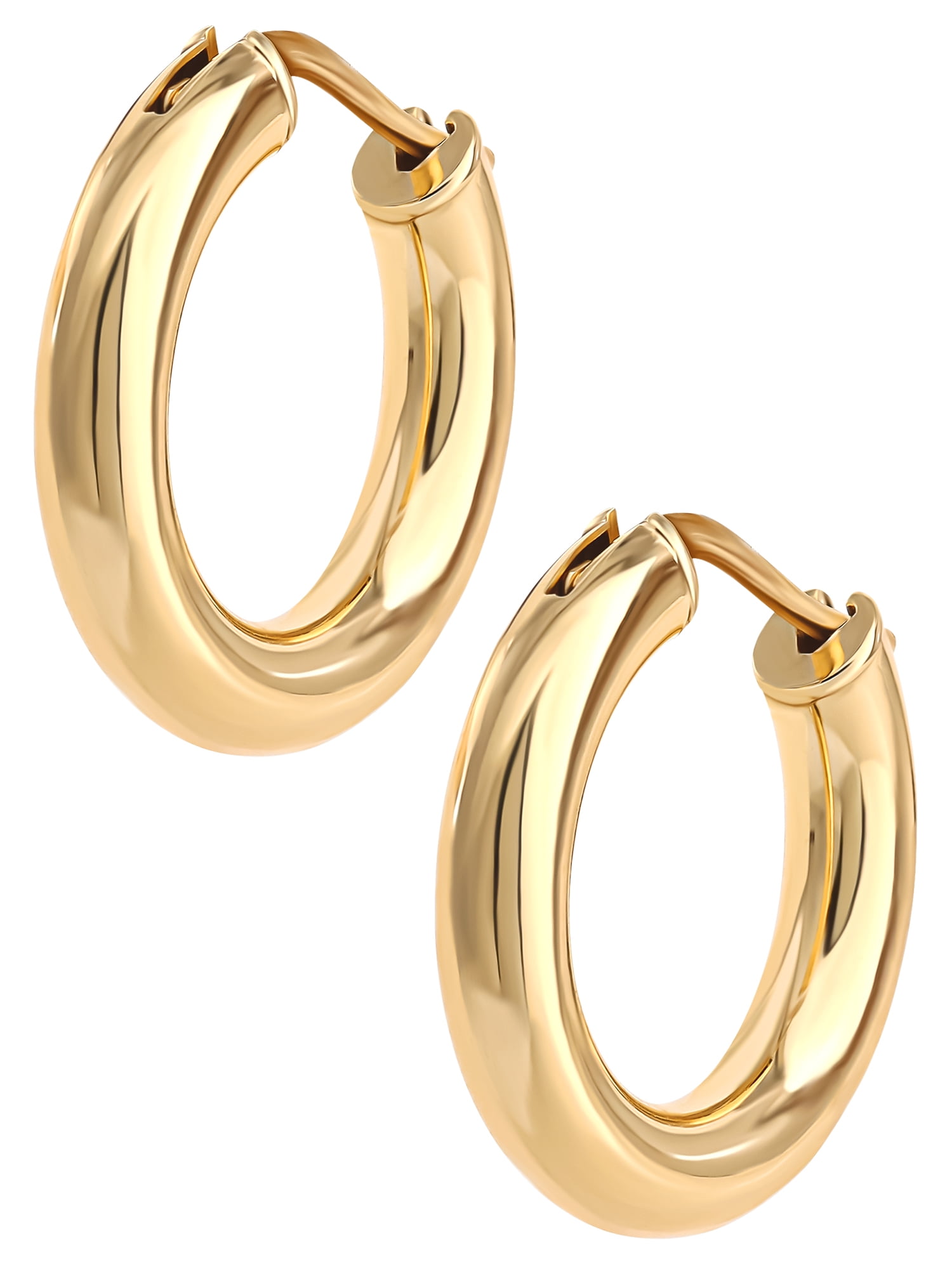 JS Jessica Simpson Womens Sterling Silver 14KT Gold Plated Polished 0.75" Diameter Hoop Earring