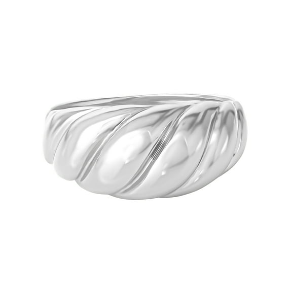 JS Jessica Simpson Womens Sterling Silver Ribbed Dome Ring
