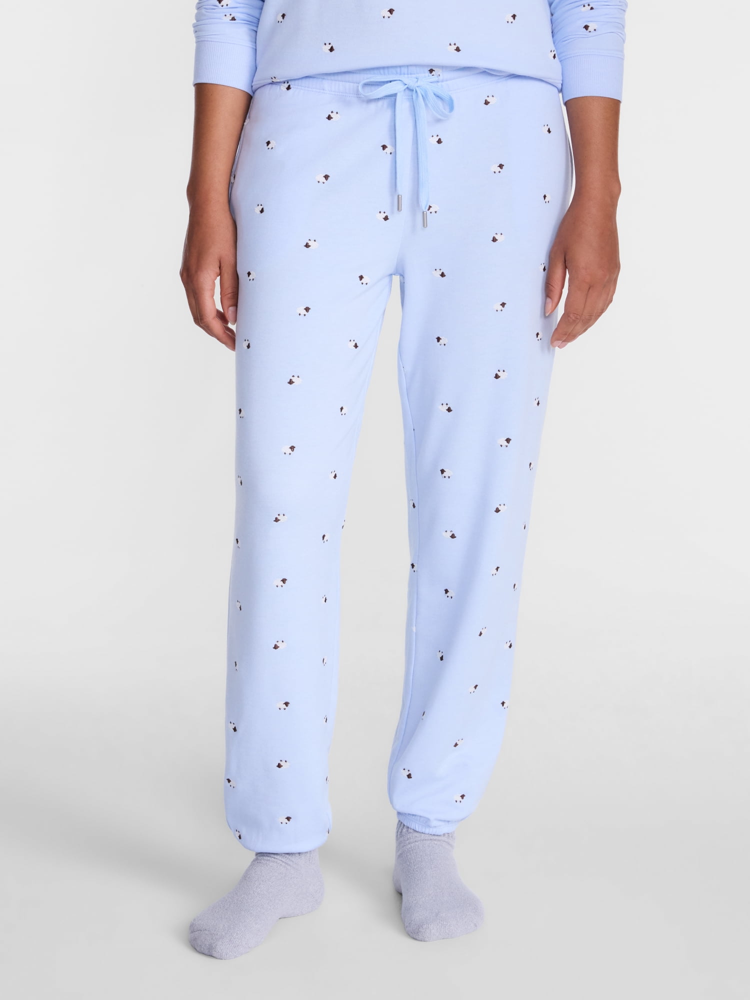 Joyspun Women's Fleece Sleep Pull On Jogger with Embroidery, Sizes XS to 3X