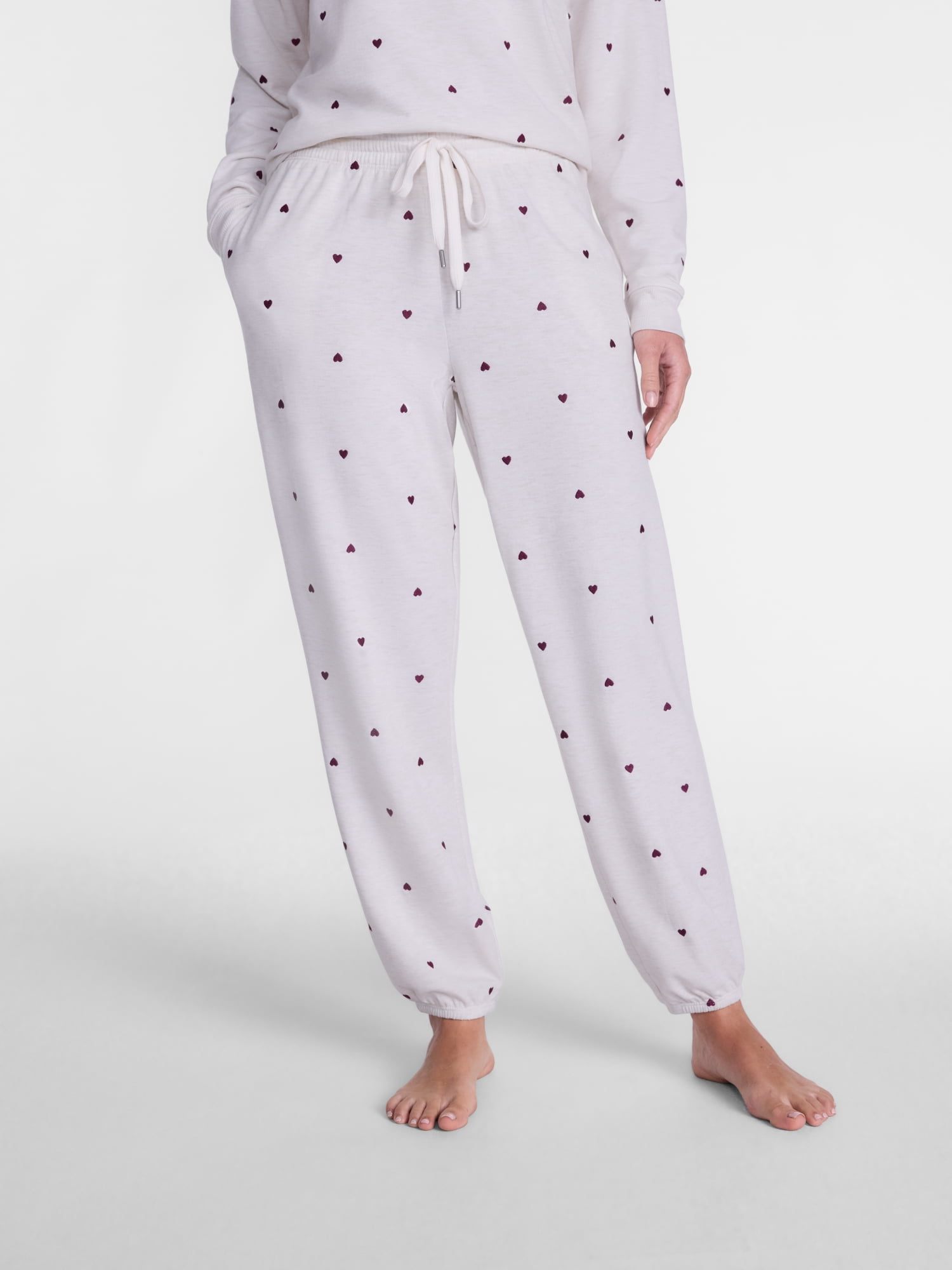 Joyspun Women's Fleece Sleep Pull On Jogger with Embroidery, Sizes XS to 3X