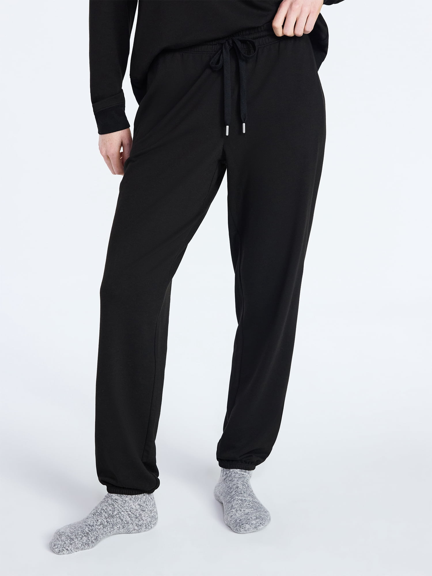 Joyspun Women's French Terry Knit Jogger Lounge Sleep Pants, 29” Inseam, Sizes XS-3X