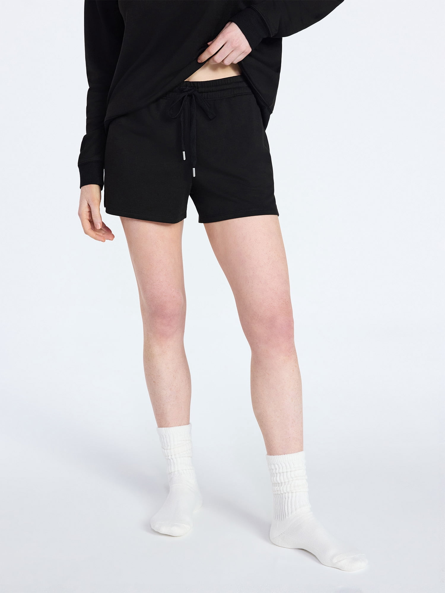 Joyspun Women's French Terry Knit Lounge Sleep Shorts, 3” Inseam, Sizes XS-3X