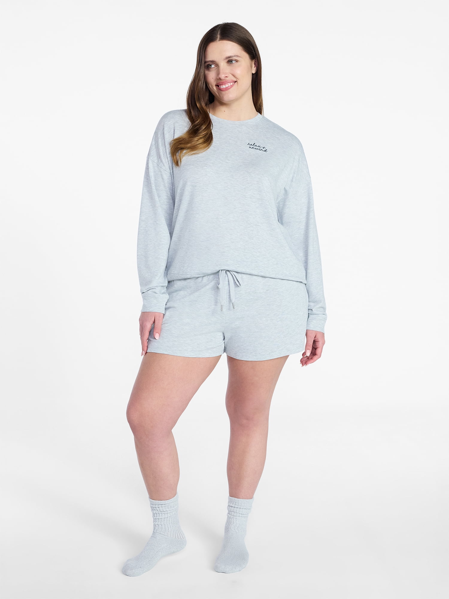 Joyspun Women's French Terry Knit Lounge Sleep Shorts, 3” Inseam, Sizes XS-3X