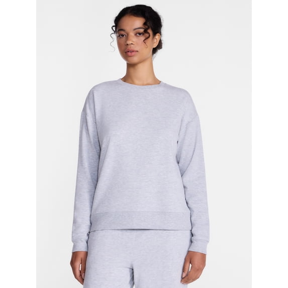 Joyspun Women's Fleece Lounge Sleep Top with Long Sleeves, Sizes XS-3X