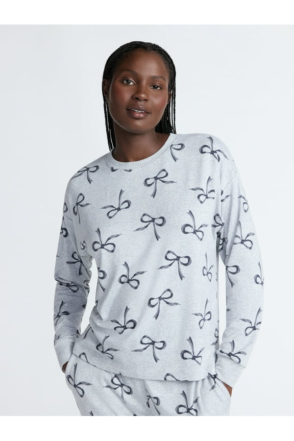 Women's Cozy Lounge Collection Hacci Knit Sleep Top with Long Sleeves, Sizes XS-3X