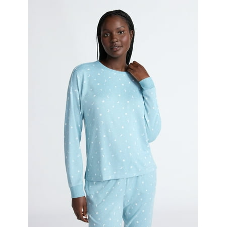 Joyspun Women's Cozy Lounge Collection Hacci Knit Sleep Top with Long Sleeves, Sizes XS-3X