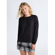 Joyspun Women's Cozy Lounge Collection Hacci Knit Sleep Top with Long Sleeves, Sizes XS-3X