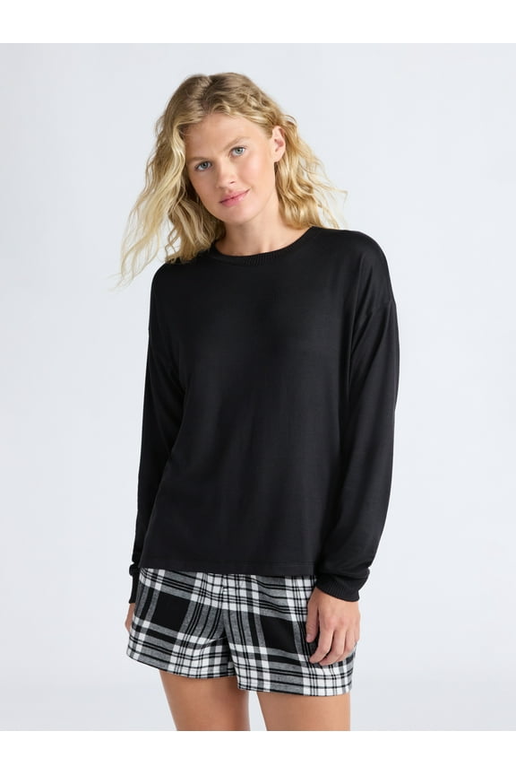 Women's Cozy Lounge Collection Hacci Knit Sleep Top with Long Sleeves, Sizes XS-3X