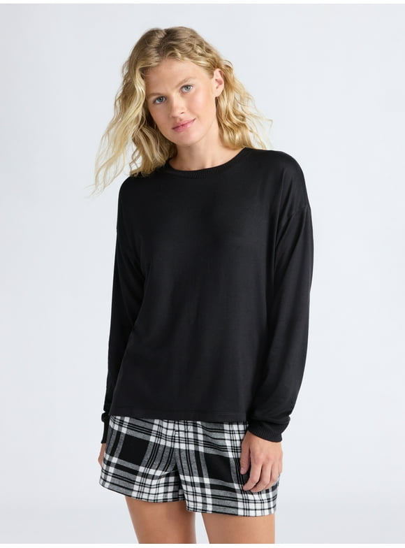 Women's Cozy Lounge Collection Hacci Knit Sleep Top with Long Sleeves, Sizes XS-3X