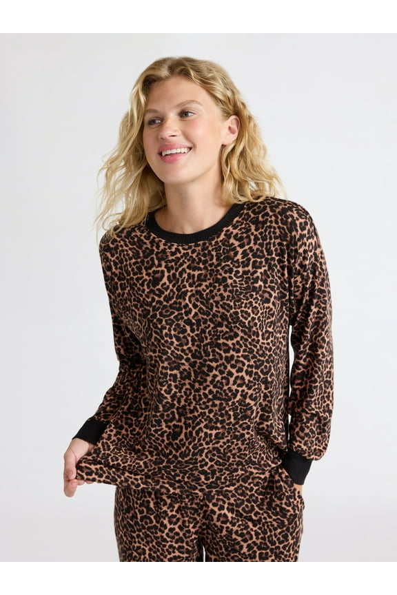 Women's Cozy Lounge Collection Hacci Knit Sleep Top with Long Sleeves, Sizes XS-3X