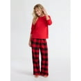 thumbnail image 1 of Joyspun Women's Long Sleeve Top and Flannel Pants Pajama Set, 2-Piece, Sizes XS-3X, 1 of 4