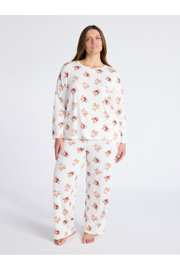 Women's Dreamy Soft Collection Long Sleeve Sleep Top and Straight Leg Pants Pajama Set, 2-Piece, Sizes XS-3X