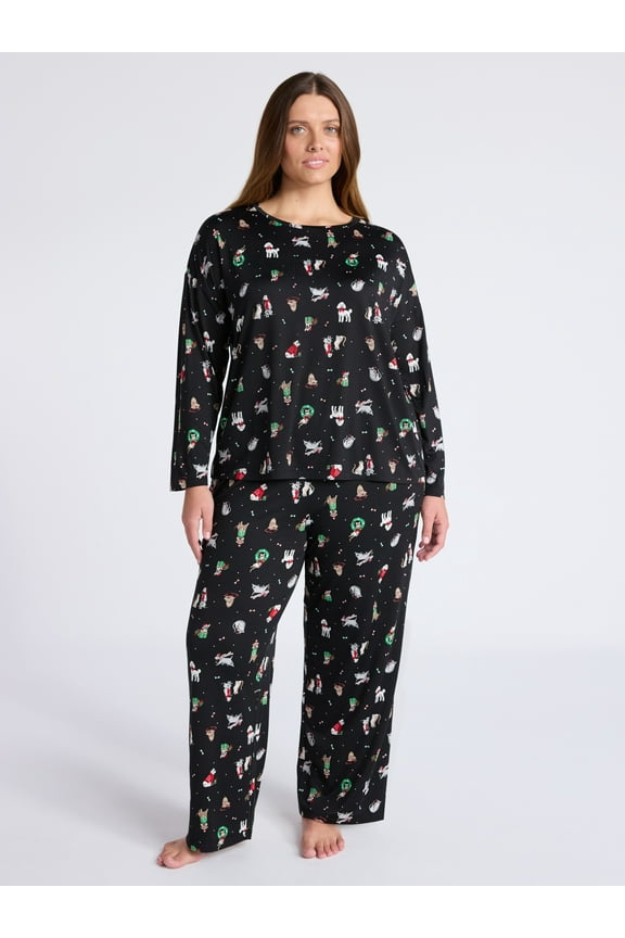 Women's Dreamy Soft Collection Long Sleeve Sleep Top and Straight Leg Pants Pajama Set, 2-Piece, Sizes XS-3X