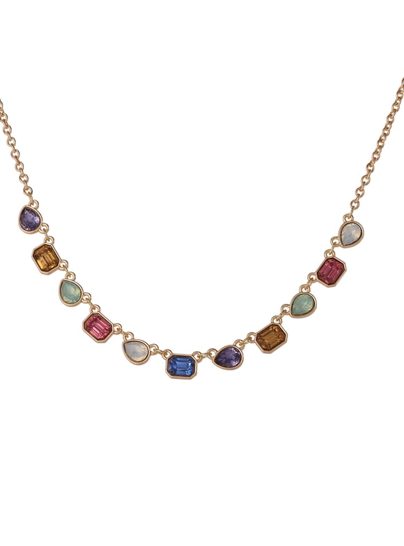 Women's Multi Color Stone Necklace, 18" + 3" Extender