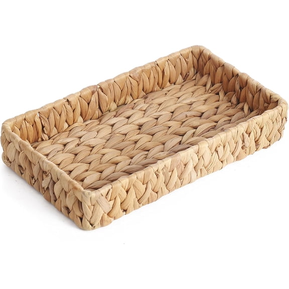 JS Maison Rectangular Water Hyacinth Woven Wicker Storage Basket for Organizing