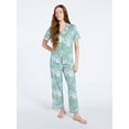 thumbnail image 1 of Joyspun Women's Dreamy Soft Collection Notch Collar Top and Capri Pants Pajama Set, 2-Piece, Sizes XS-3X, 1 of 5