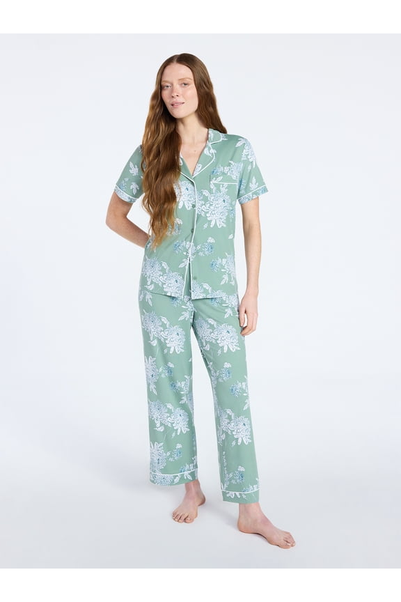 Women's Dreamy Soft Collection Notch Collar Top and Capri Pants Pajama Set, 2-Piece, Sizes XS-3X