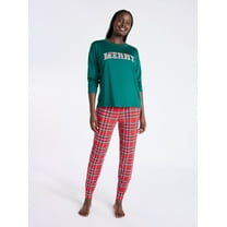 Joyspun Women's Dreamy Soft Collection Long Sleeve Sleep Top and Joggers Pajamas Set, 2-Piece, Sizes XS-3X