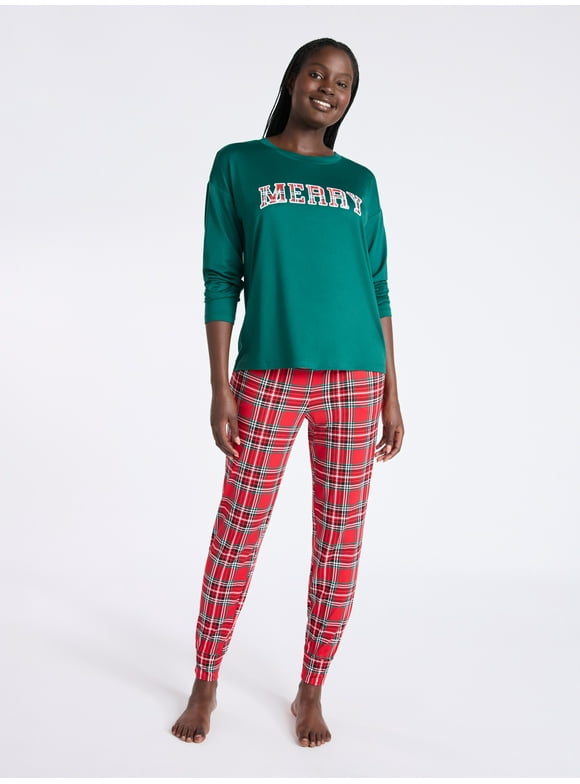 Women's Dreamy Soft Collection Long Sleeve Sleep Top and Joggers Pajamas Set, 2-Piece, Sizes XS-3X