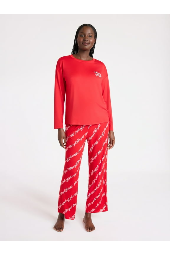 Women's Dreamy Soft Collection Long Sleeve Sleep Top and Straight Leg Pants Pajama Set, 2-Piece, Sizes XS-3X