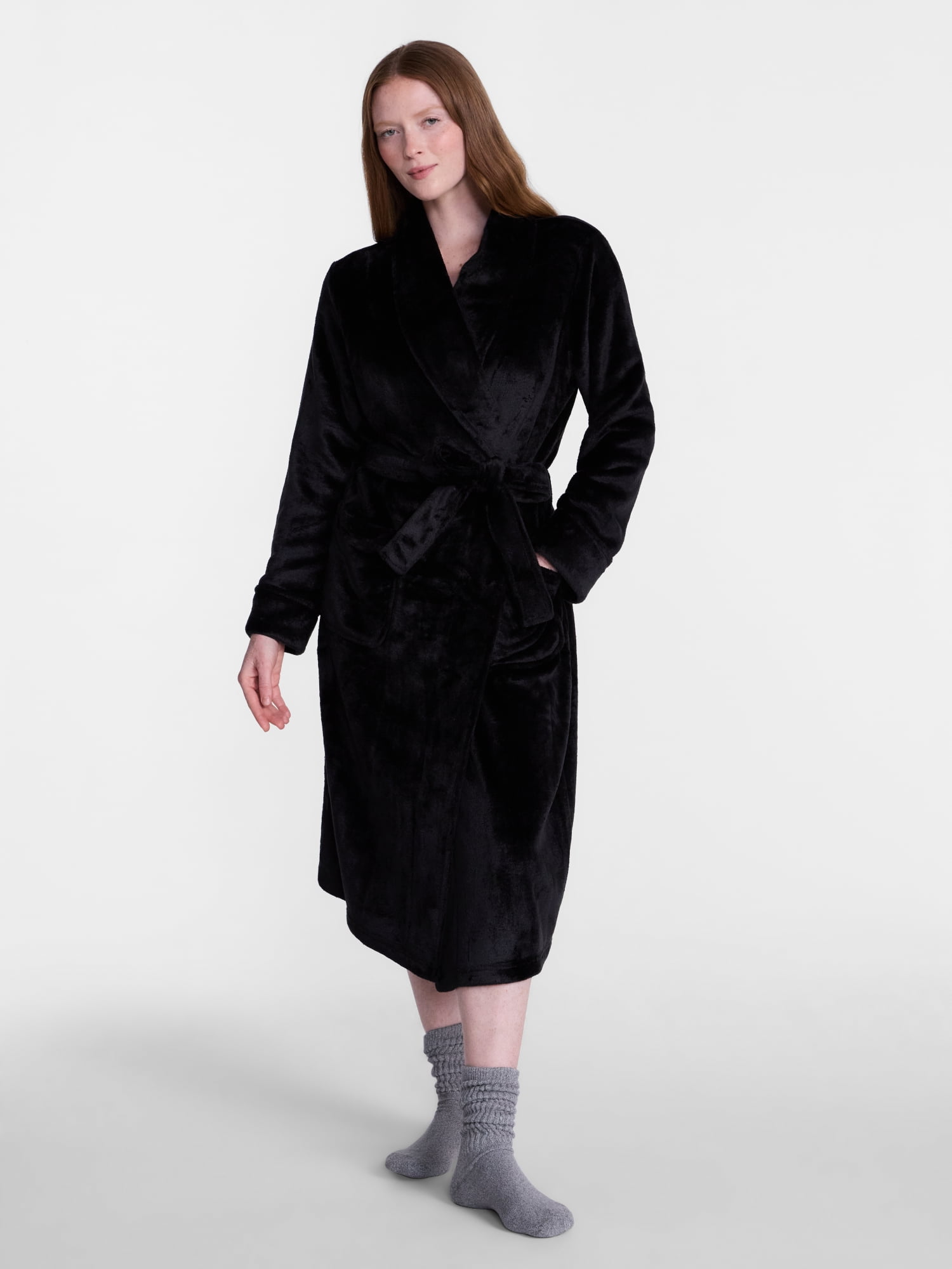 Joyspun Women's Plush Robe, Sizes S to 3X