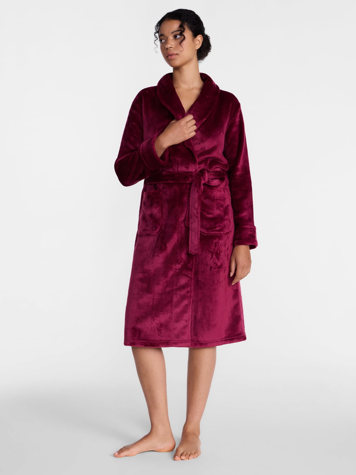 Joyspun Women's Plush Robe, Sizes S to 3X