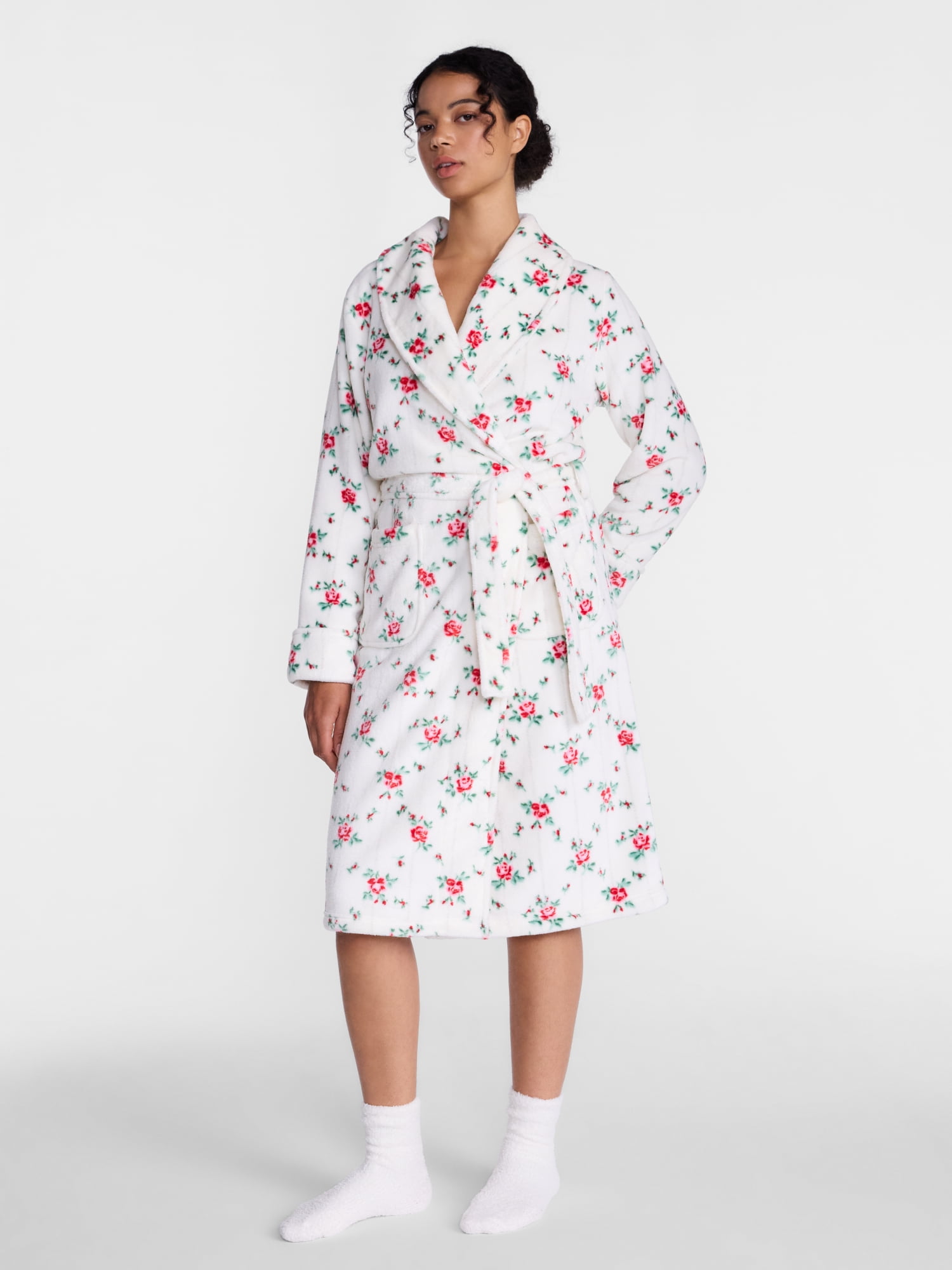 Joyspun Women's Plush Robe, Sizes S to 3X