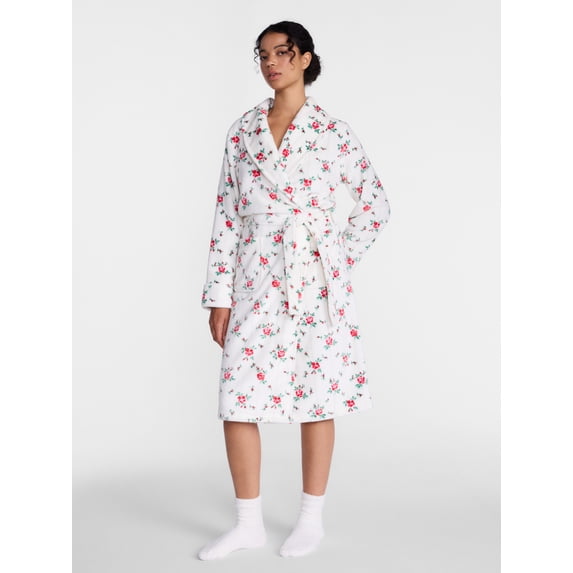 Joyspun Women's Plush Robe, Sizes S to 3X