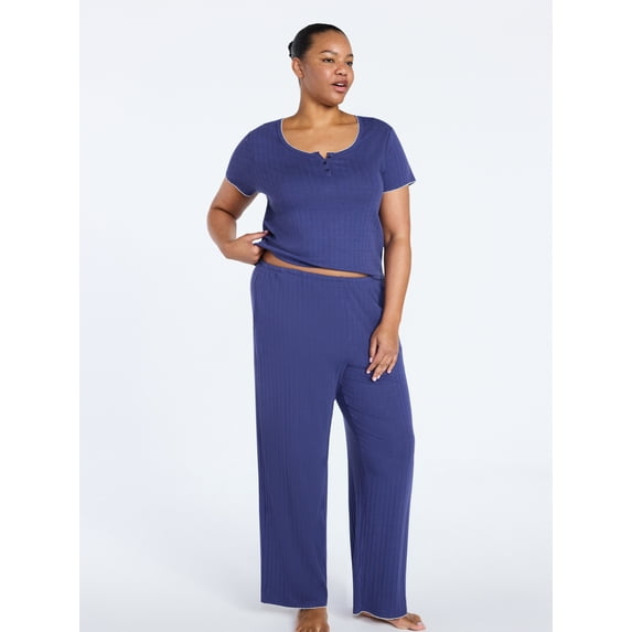 Joyspun Women’s Pointelle Knit Sleepwear Pants, 30'' Inseam, Sizes XS-3X