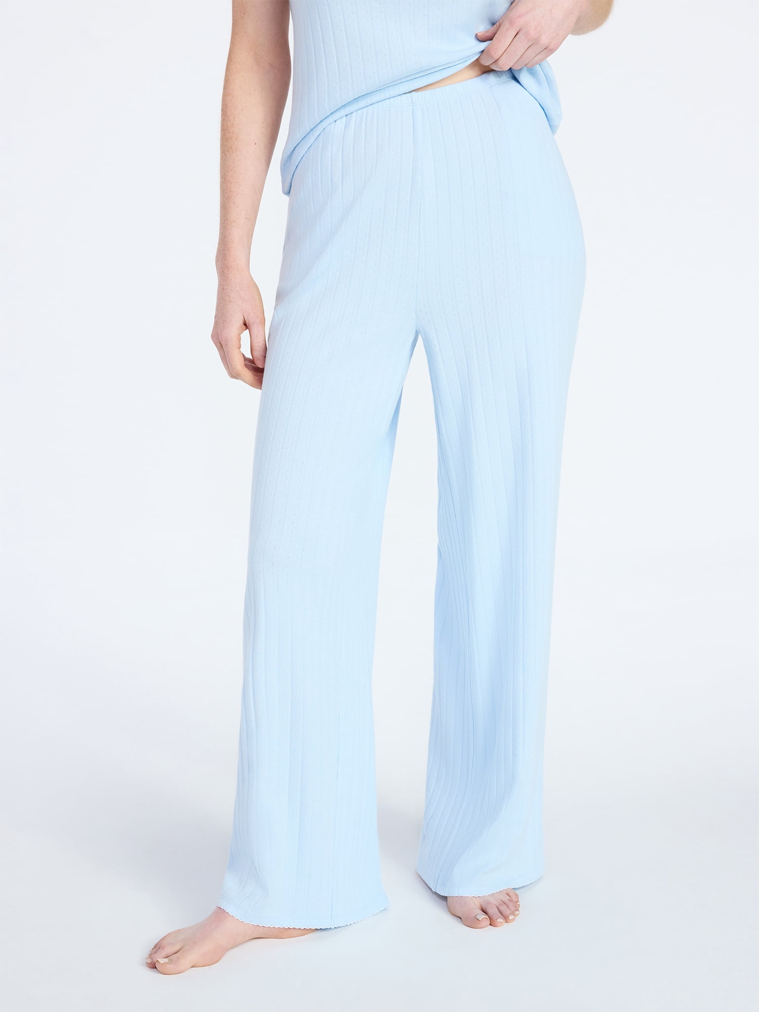 Joyspun Women’s Pointelle Knit Sleepwear Pants, 30'' Inseam, Sizes XS-3X