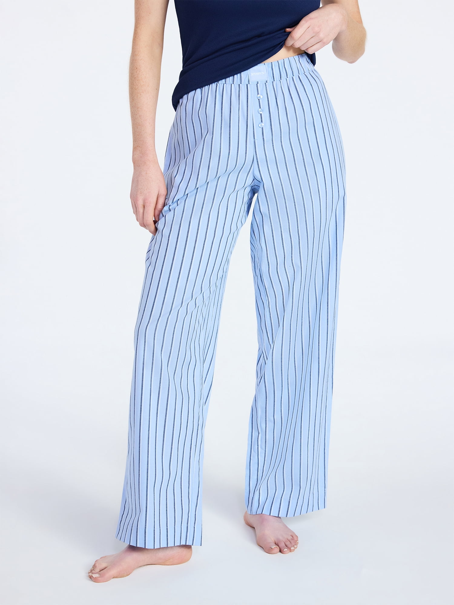 Joyspun Women's Poplin Sleep Pants, 30'' Inseam, Sizes XS-3X