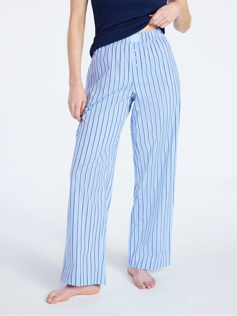 Joyspun Women's Poplin Sleep Pants, 30'' Inseam, Sizes XS-3X