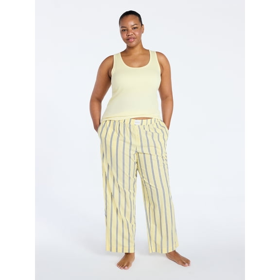 Joyspun Women's Poplin Sleep Pants, 30'' Inseam, Sizes XS-3X