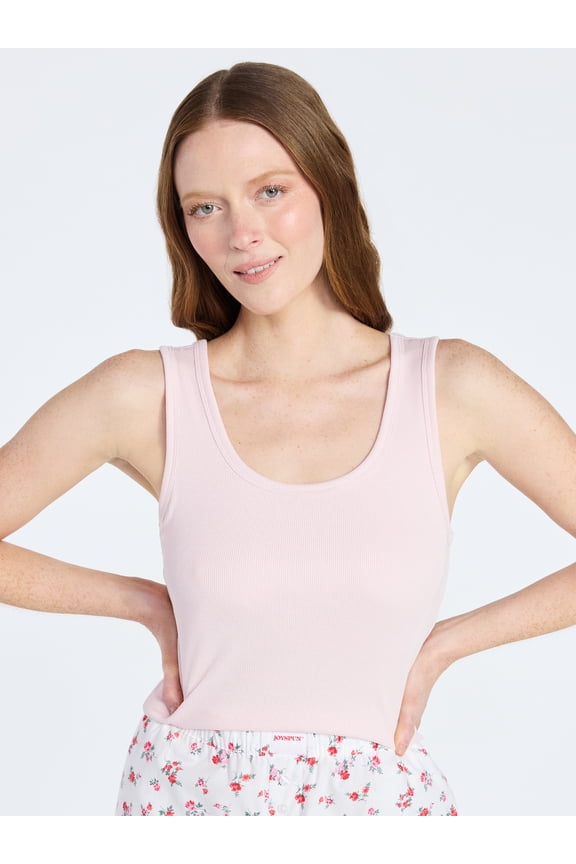 Women's Ribbed Tank with Inner Bra, Sizes XS-3X