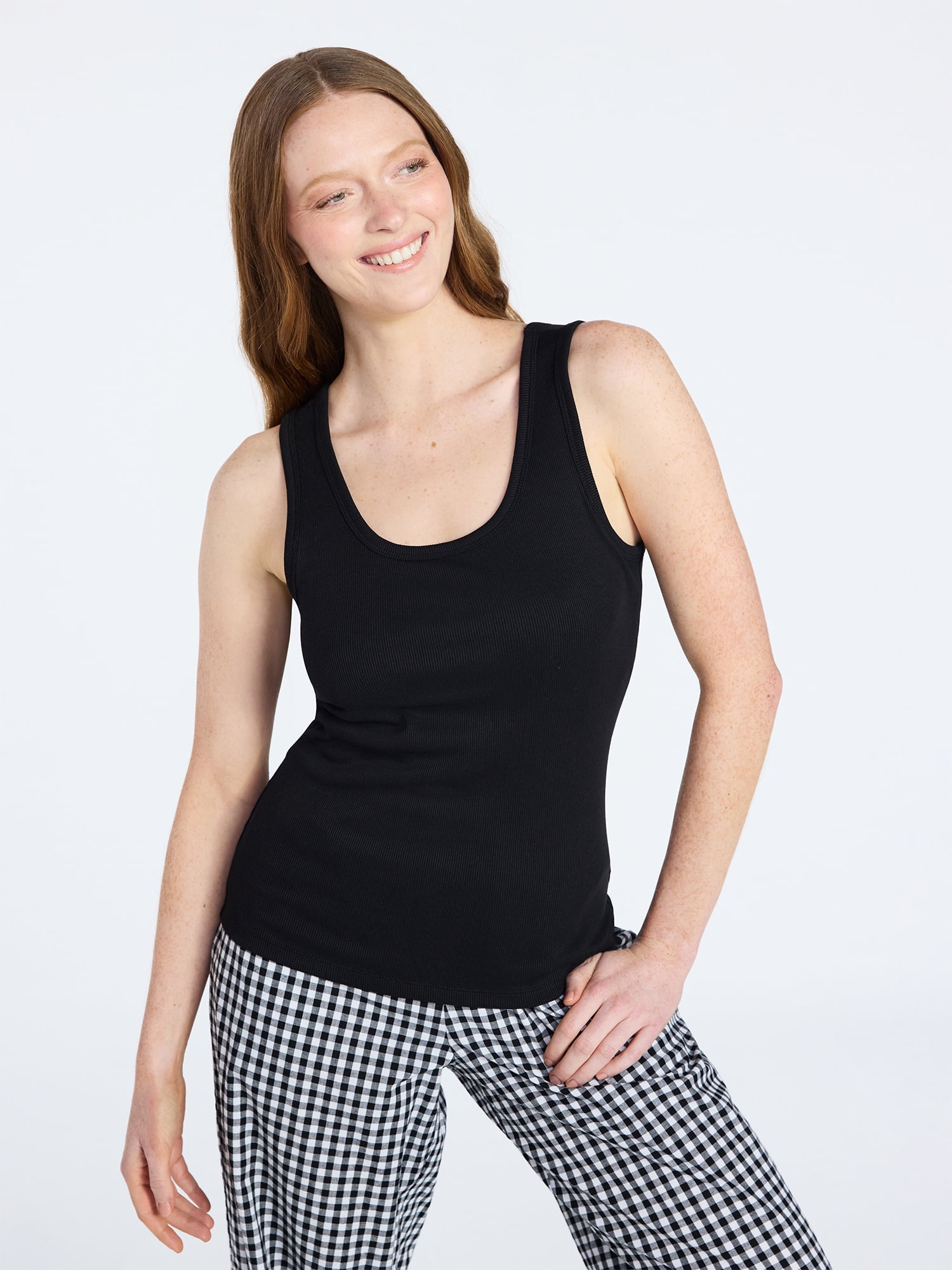 Joyspun Women's Ribbed Tank with Inner Bra, Sizes XS-3X - Walmart.com