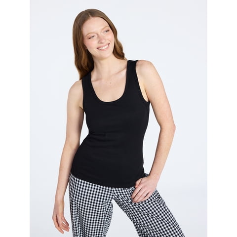 Women's Ribbed Tank with Inner Bra, Sizes XS-3X