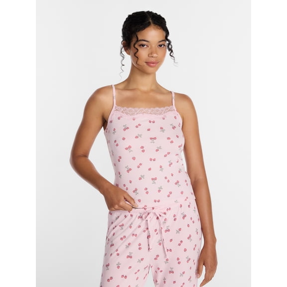 Joyspun Women’s Lace Trim Ribbed Modal Cami, Sizes XS-3X