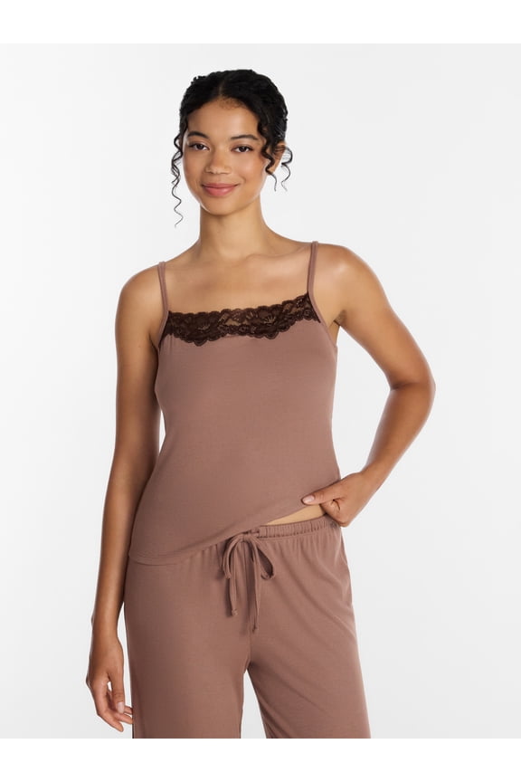 Women’s Rib Lace Cami, Sizes XS to 3X