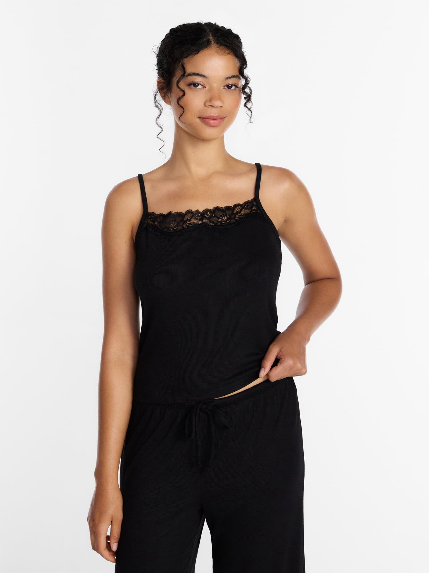 Joyspun Women's Lace Trim Ribbed Modal Cami, Sizes XS-3X - Walmart.com