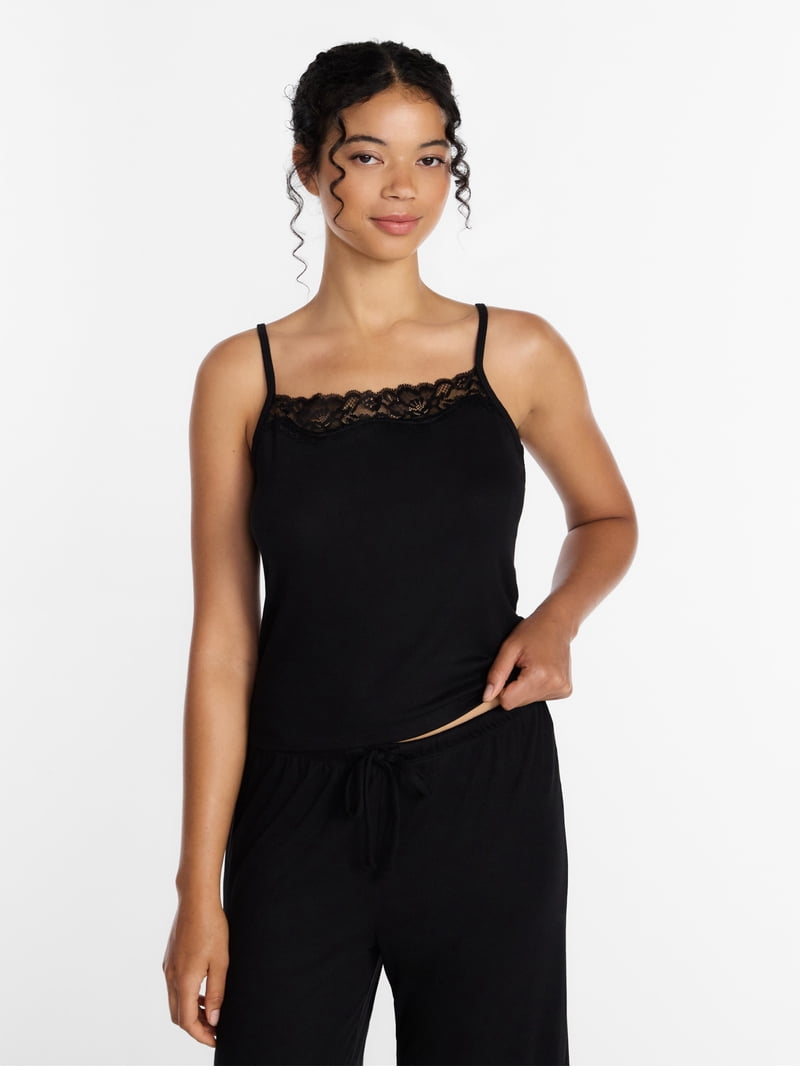 Joyspun Women's Lace Trim Ribbed Modal Cami, Sizes XS-3X - Walmart.com