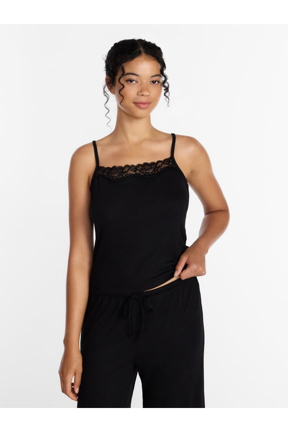 Women’s Lace Trim Ribbed Modal Cami, Sizes XS-3X