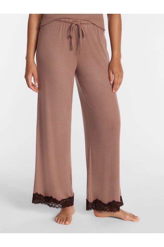 Women’s Lace Trim Ribbed Pants, 30'' Inseam, Sizes XS-3X