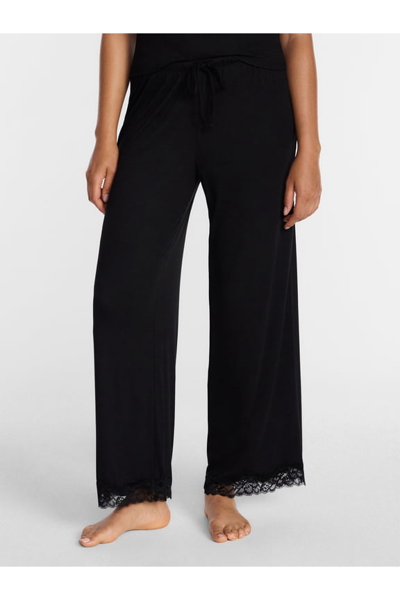 Women’s Lace Trim Ribbed Pants, 30'' Inseam, Sizes XS-3X