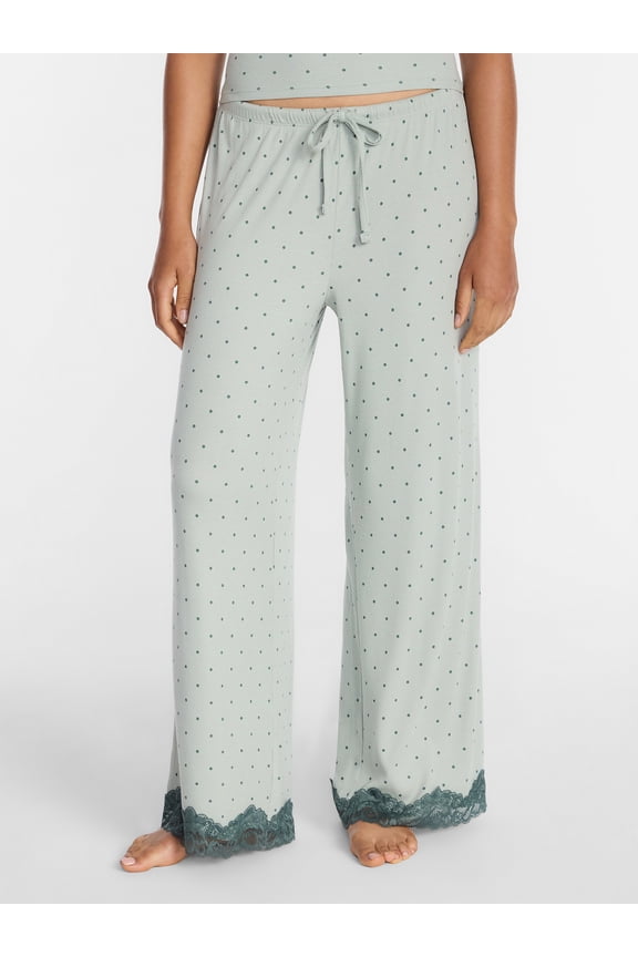 Women’s Lace Trim Ribbed Pants, 30'' Inseam, Sizes XS-3X