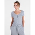thumbnail image 1 of Joyspun Women’s Modal Blend Ribbed Henley Sleep Top, Sizes XS-3X, 1 of 6